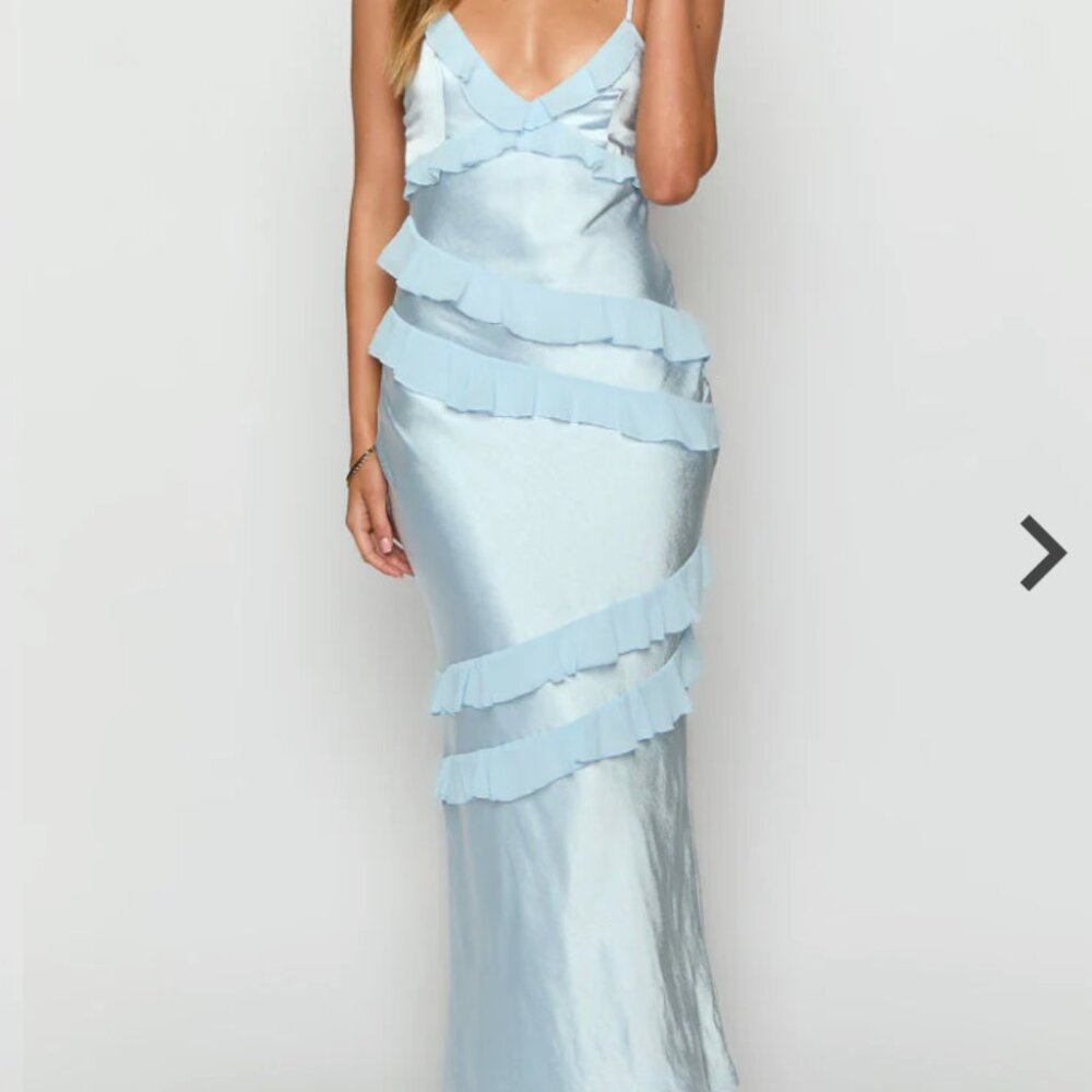 Inara Blue Ruffle Maxi Dress